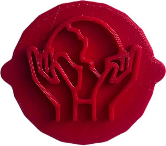 Hands Holding Earth 2 Earth Day Cake and Biscuit Embosser Stamp