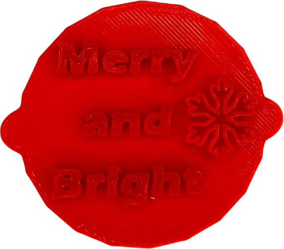 Merry and Bright, Christmas, Cake and Biscuit Embosser Stamp