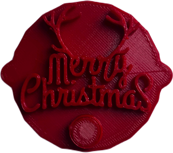 Merry Christmas Rudolph Holiday Cake and Biscuit Embosser Stamp