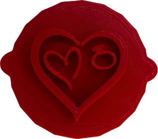 United Love Ring and Heart Cake and Biscuit Embosser Stamp for Anniversaries