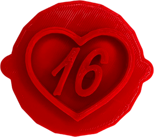 Sweet 16 Heart Cake and Biscuit Embosser Stamp